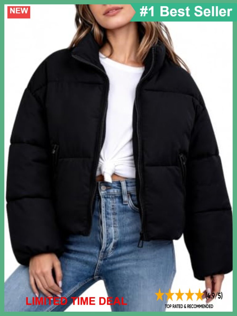 Women's Winter Quilted Puffer Jacket Zip Warm Baggy Coat